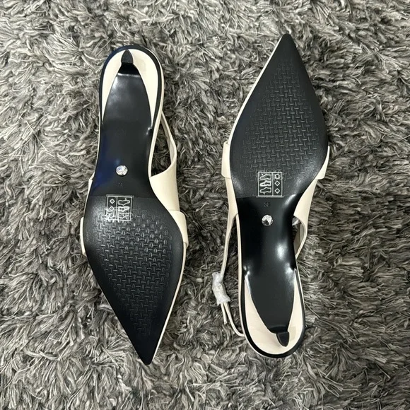 Charles & Keith Gabine Leather Interlocking Slingback Pumps in Chalk, Size 38/8‌ - Picture 5 of 7